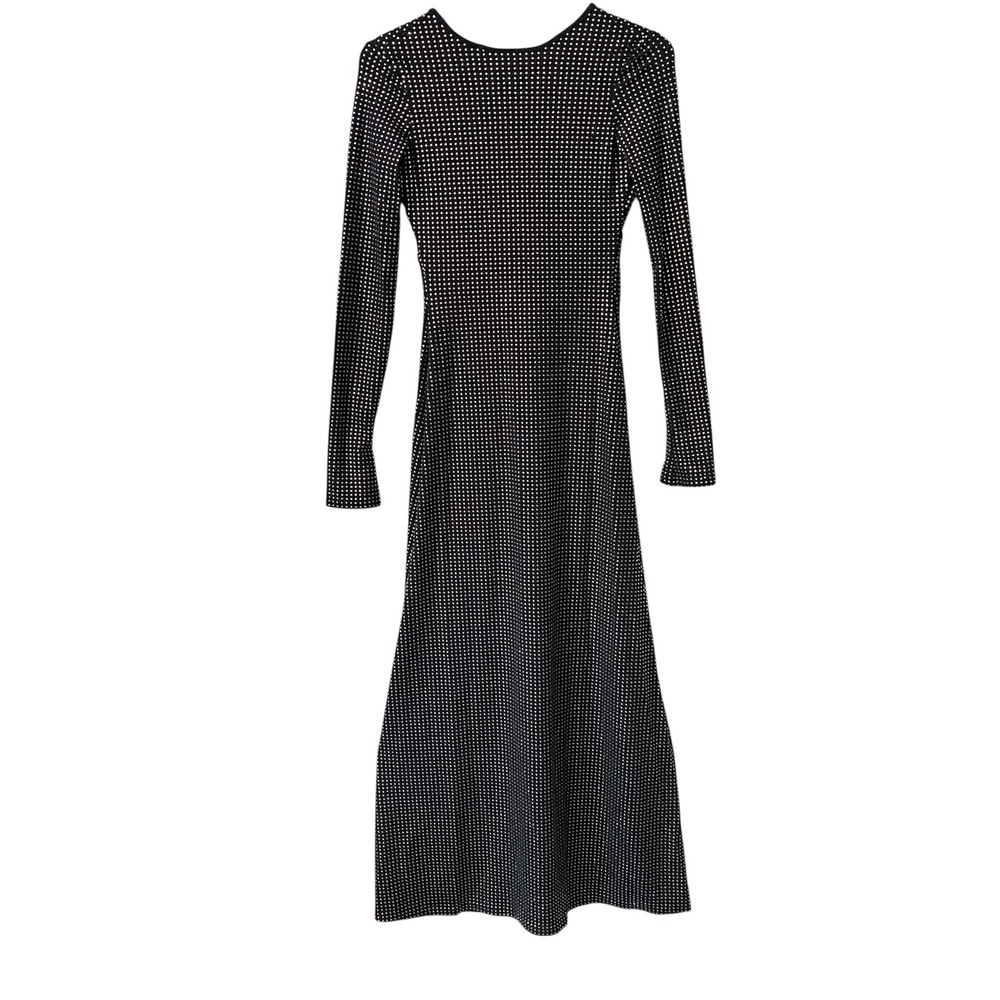 NWT Revolve WeWoreWhat Black Rhinestone Long Sleeve Open‎ Back Maxi Dress Size 0